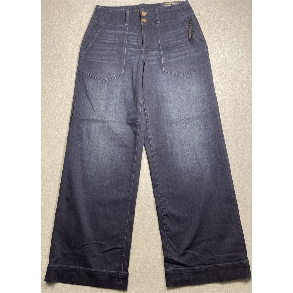 Liverpool Los Angeles Patch Pocket Wide Leg Women's Jeans Indigo Sz 10/30 Chic